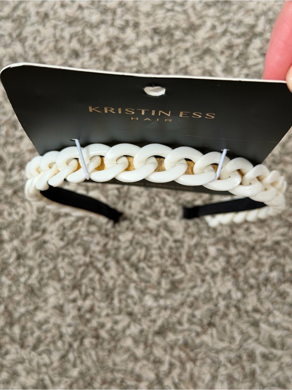 Kristin Ess Cream Chain-Link Headband with Gold Accent